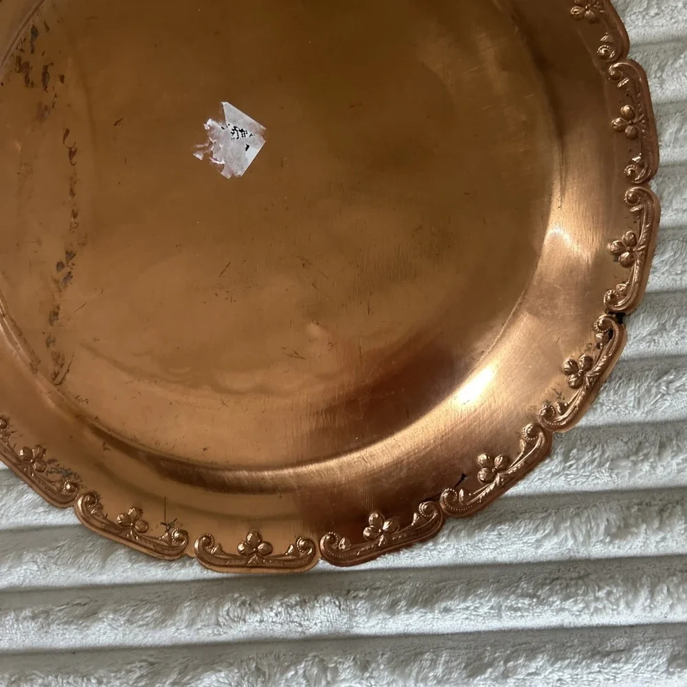 Vintage Turkish Handmade Copper 12 in. Plate Wall Hanging Good Condition